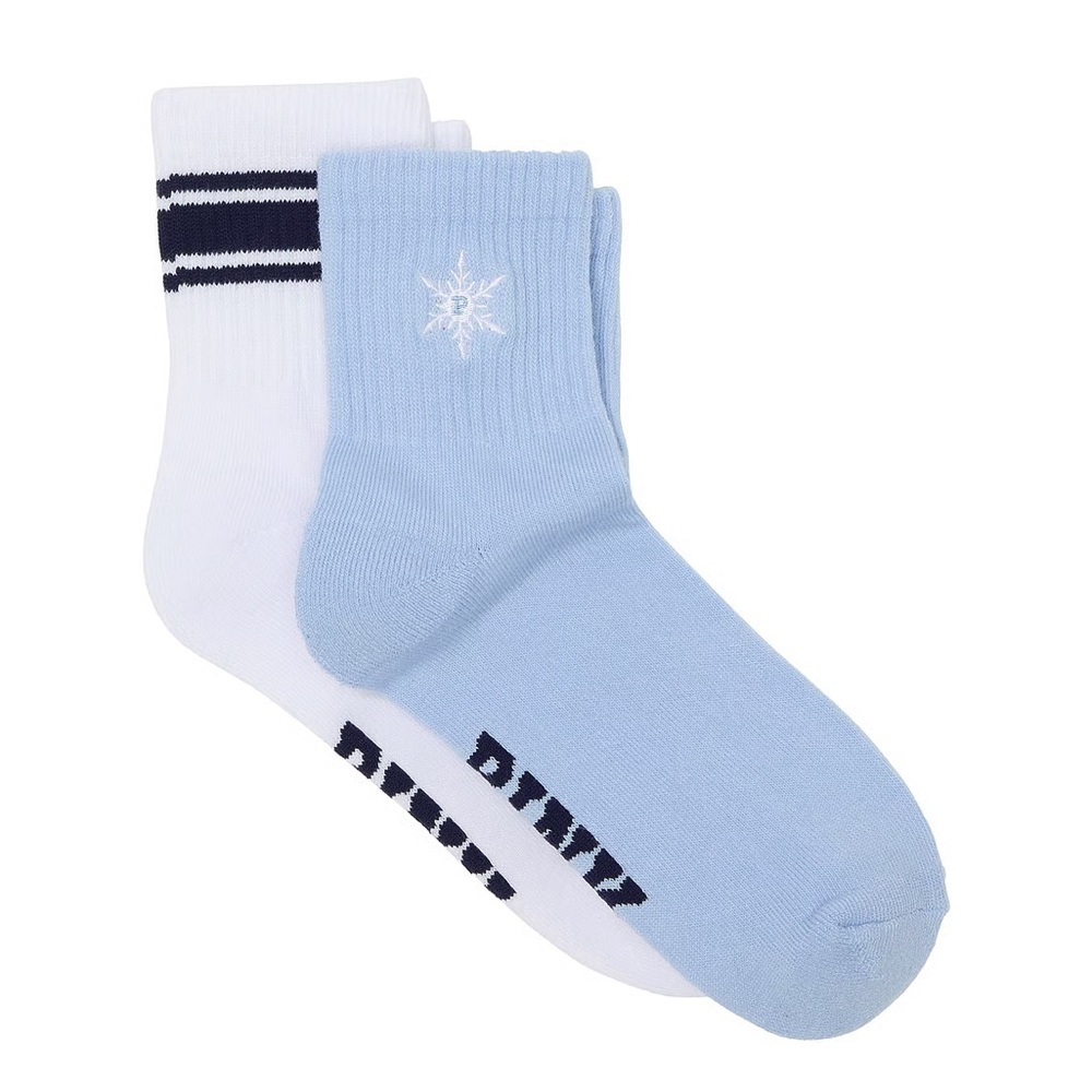 Victoria’s Secret PINK Pack of 2 Quarter Socks Icy Blue Snowflake OS NEW